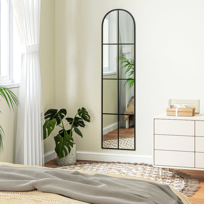 Decorative Wall Mirror 40x160 cm Metal Window Mirror for Living Room Bedroom Entryway Modern Style Black