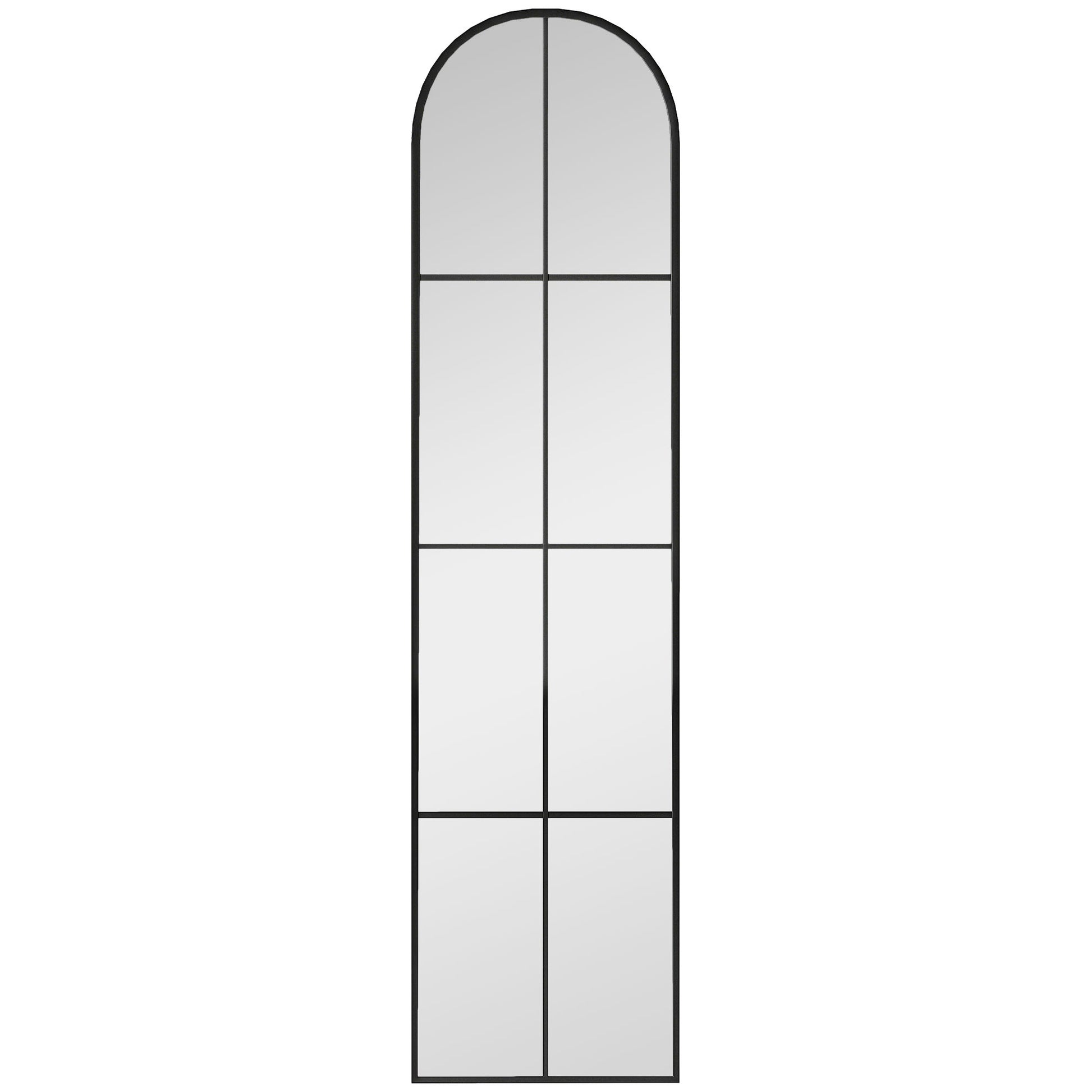 Decorative Wall Mirror 40x160 cm Metal Window Mirror for Living Room Bedroom Entryway Modern Style Black