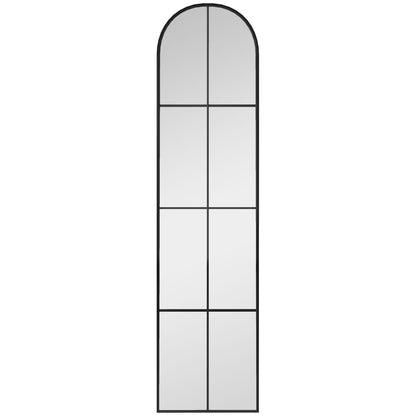 Decorative Wall Mirror 40x160 cm Metal Window Mirror for Living Room Bedroom Entryway Modern Style Black
