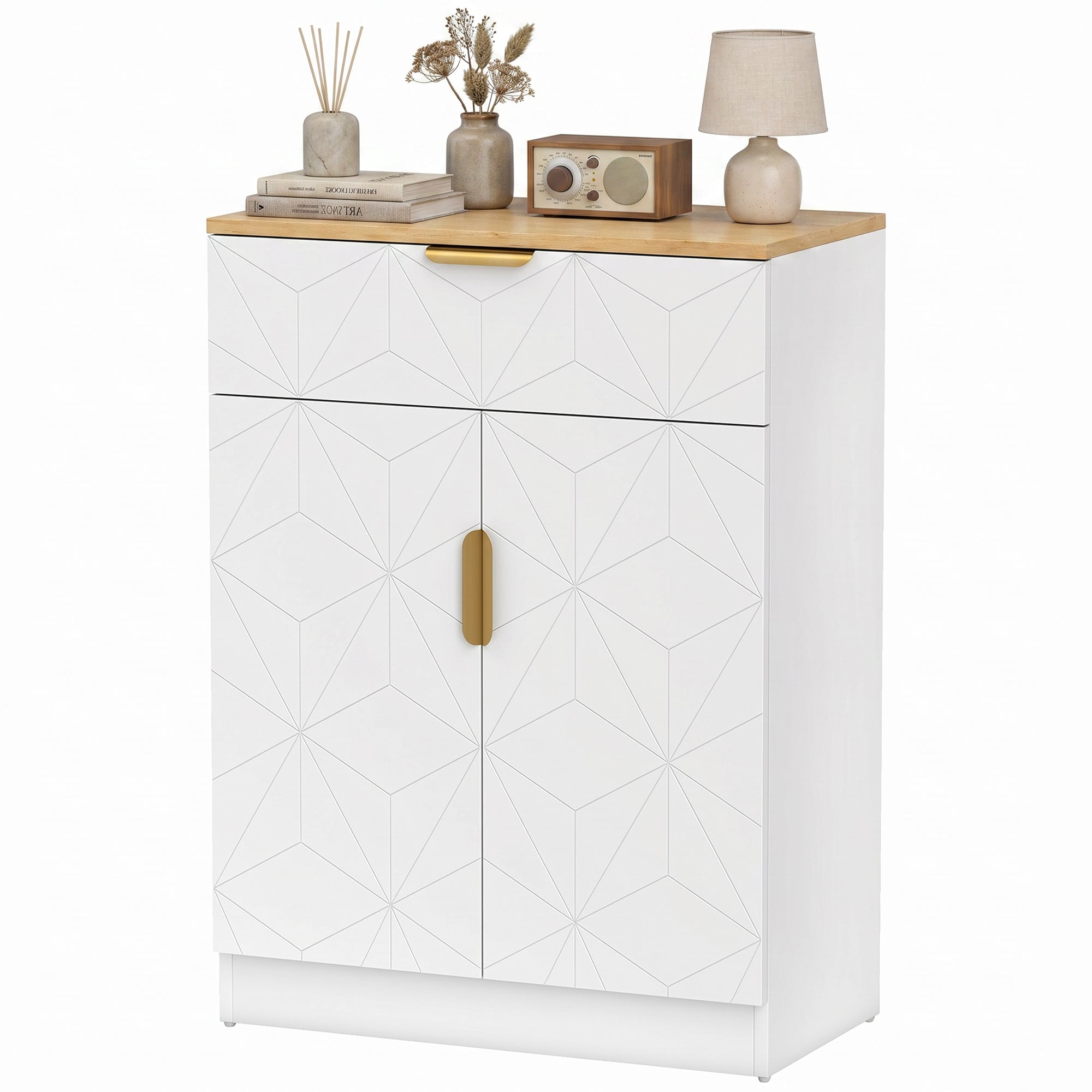 Sideboard — Accent Cabinet with Drawer & Adjustable Shelves, Modern Storage for Living Room, Kitchen, Dining Room, Hallway, White