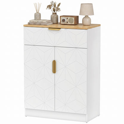 Sideboard — Accent Cabinet with Drawer & Adjustable Shelves, Modern Storage for Living Room, Kitchen, Dining Room, Hallway, White