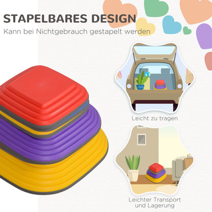 River Stones, 6-Piece Balancing Stones in Square Shape, Stackable & Non-Slip Stack Stones up to 80 kg Load Capacity, Stepping Stones for 3-8 Years, Indoors Outdoors Colorful