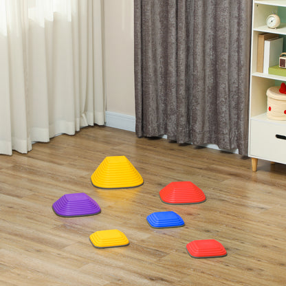 River Stones, 6-Piece Balancing Stones in Square Shape, Stackable & Non-Slip Stack Stones up to 80 kg Load Capacity, Stepping Stones for 3-8 Years, Indoors Outdoors Colorful