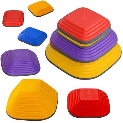 River Stones, 6-Piece Balancing Stones in Square Shape, Stackable & Non-Slip Stack Stones up to 80 kg Load Capacity, Stepping Stones for 3-8 Years, Indoors Outdoors Colorful
