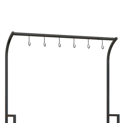 3-Tier Plant Stand, 170 cm High Flower Stand with Hooks, Flower Rack for Indoor, Steel Plant Stand, Flower Steps Plant Pot Stand for Living Room, Garden Balcony Decor, Black