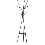 Coat Rack, Coat Stand with 8 Hooks, Coat Rack with Shelf, Standing Wardrobe for Clothes, Hats, Bags, Metal, Brown, 45 x 45 x 180 cm