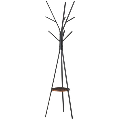 Coat Rack, Coat Stand with 8 Hooks, Coat Rack with Shelf, Standing Wardrobe for Clothes, Hats, Bags, Metal, Brown, 45 x 45 x 180 cm