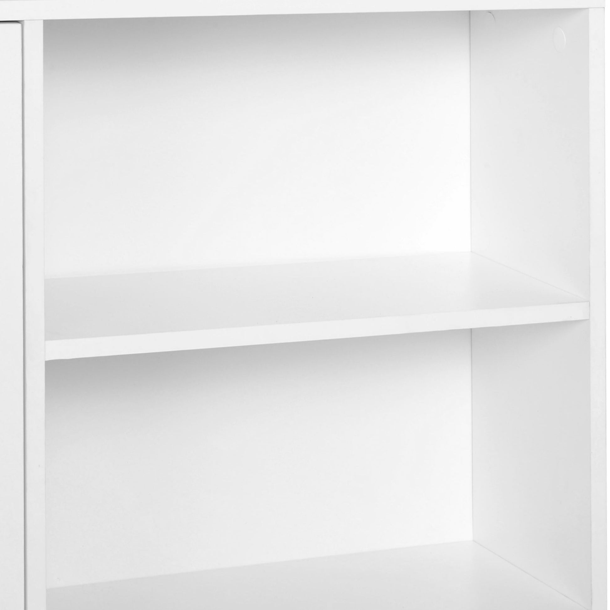 Scandinavian Bookcase 4 Shelves + 2 Cupboards with Adjustable Shelf dim. 80L x 24W x 123H cm Tapered Inclined Legs Solid Pine Particle Boards White