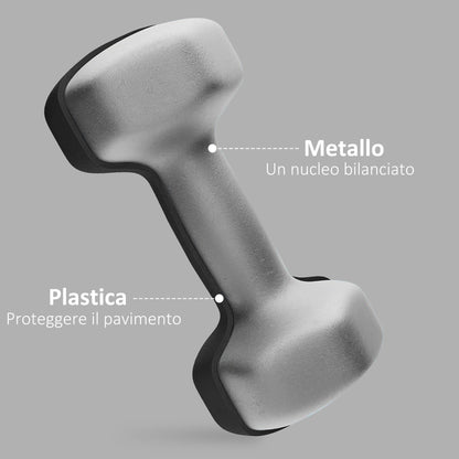 SPORTNOW Set of 2 Hexagonal Dumbbells 2x8 kg in Metal and Plastic, 2 Dumbbell Weights with Non-Slip Grip, 24x11x11 cm, Black