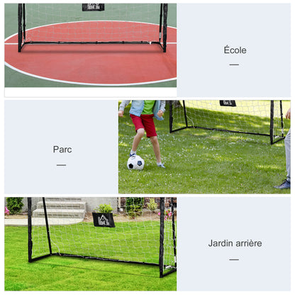 Football Goal - Soccer Goal - Training Goal dimensions 186L x 62W x 123H cm - metal frame PE net - pegs & tool included - black white