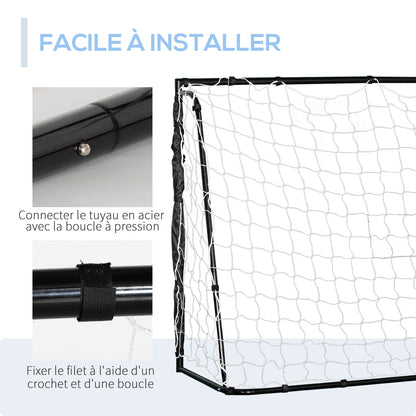 Football Goal - Soccer Goal - Training Goal dimensions 186L x 62W x 123H cm - metal frame PE net - pegs & tool included - black white