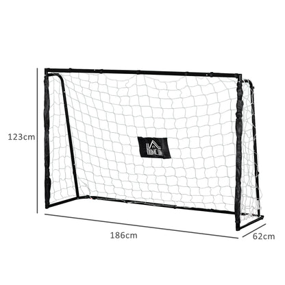Football Goal - Soccer Goal - Training Goal dimensions 186L x 62W x 123H cm - metal frame PE net - pegs & tool included - black white