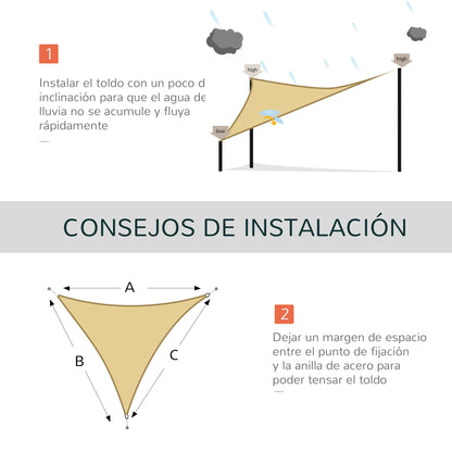 - Triangle sail awning (various sizes and colors), size 3x3x3m, sand color