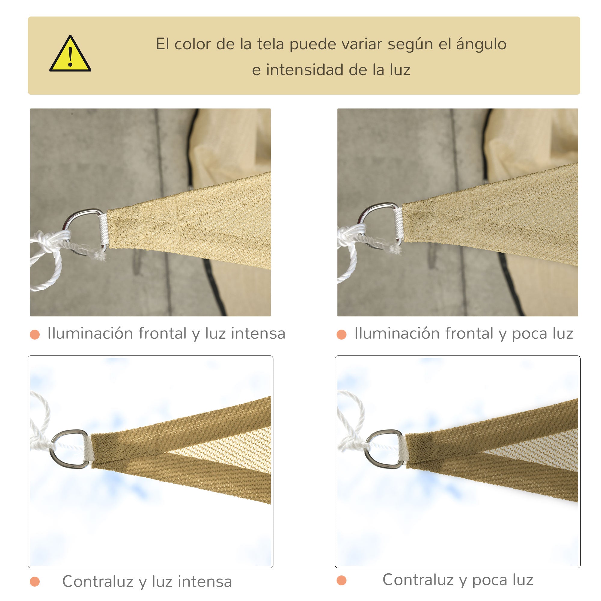 - Triangle sail awning (various sizes and colors), size 3x3x3m, sand color