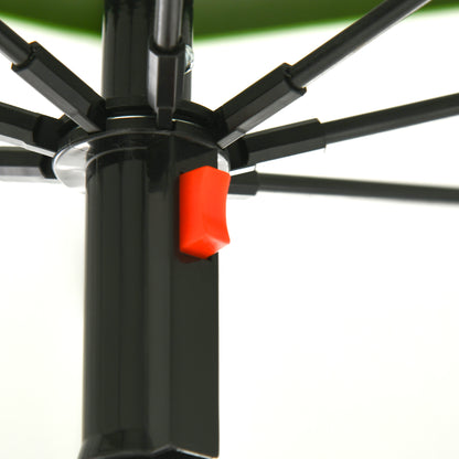 Beach Umbrella Outdoor Round Tiltable Metal UV30 Protection, 8 Steel Ribs and Carrying Bag Included, Ø185 cm, Green