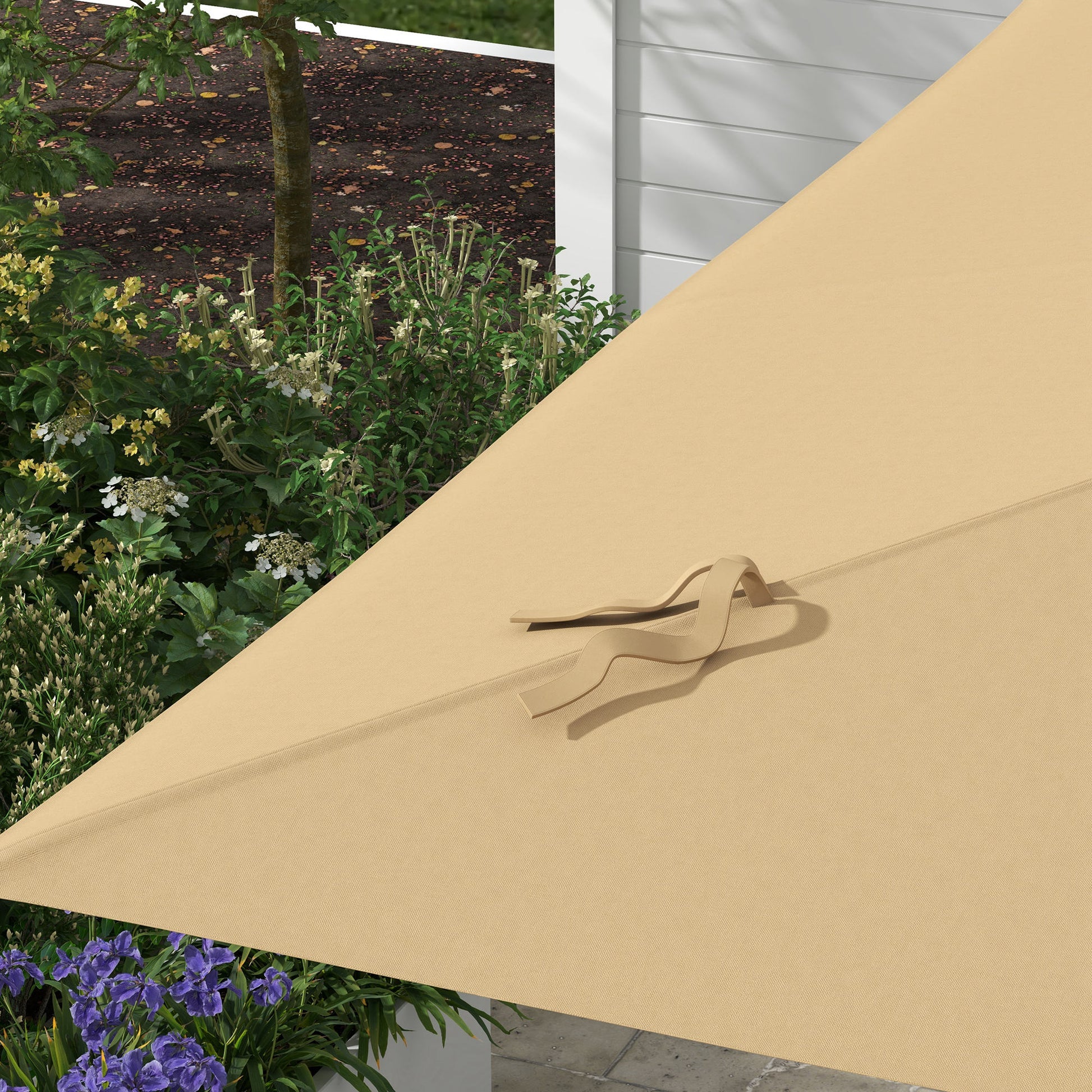 Offset Parasol with Hydraulic Mechanism Outdoor Garden Square Rotating 360° Base and Cross Arm Aluminum Mast dim. 3L x 2.6W m High Density Polyester Khaki