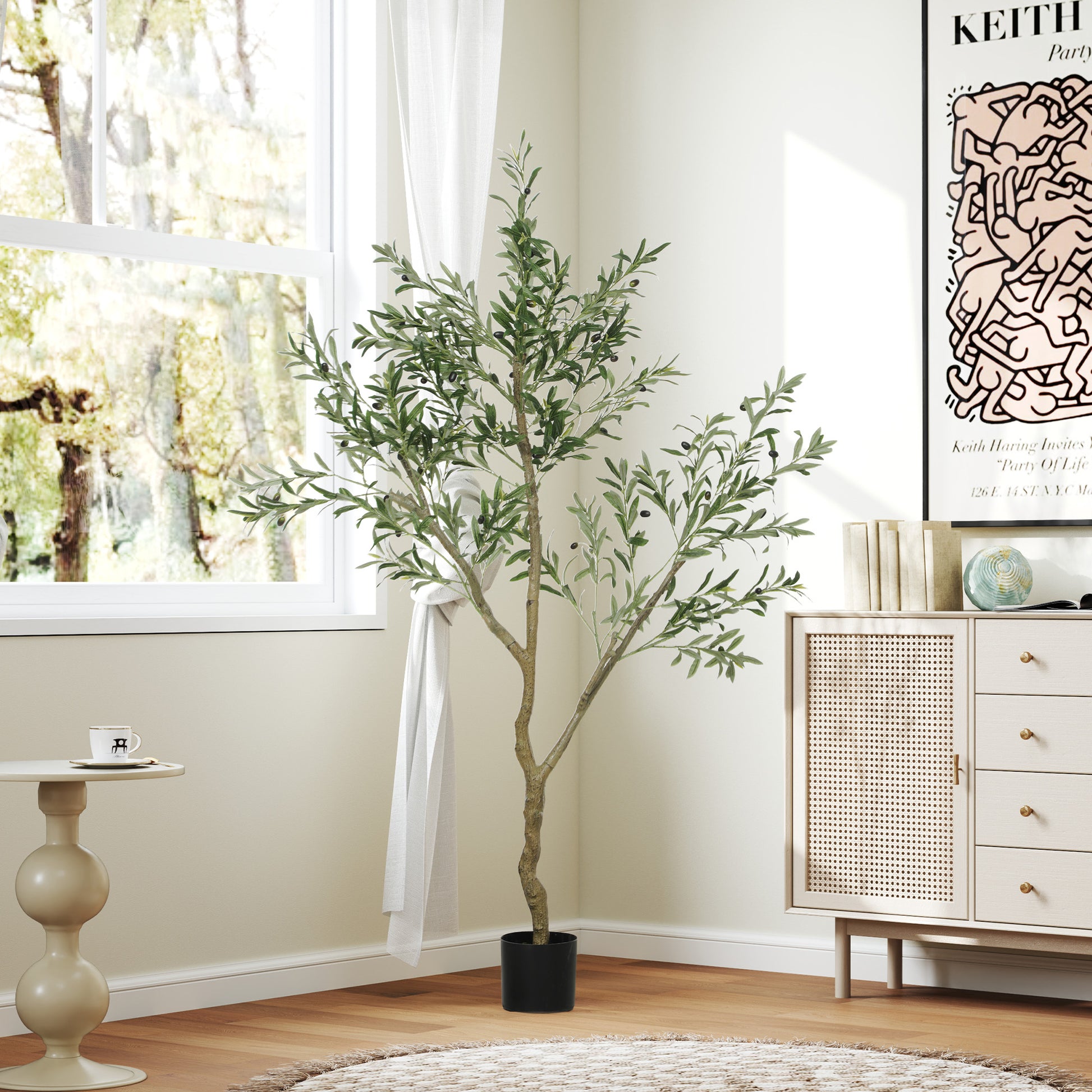 Large Artificial Olive Tree 180 cm Artificial Plant Artificial Plants Olive Tree in Pot, Artificial Tree like real with artificial grass, artificial moss for living room office bedroom garden