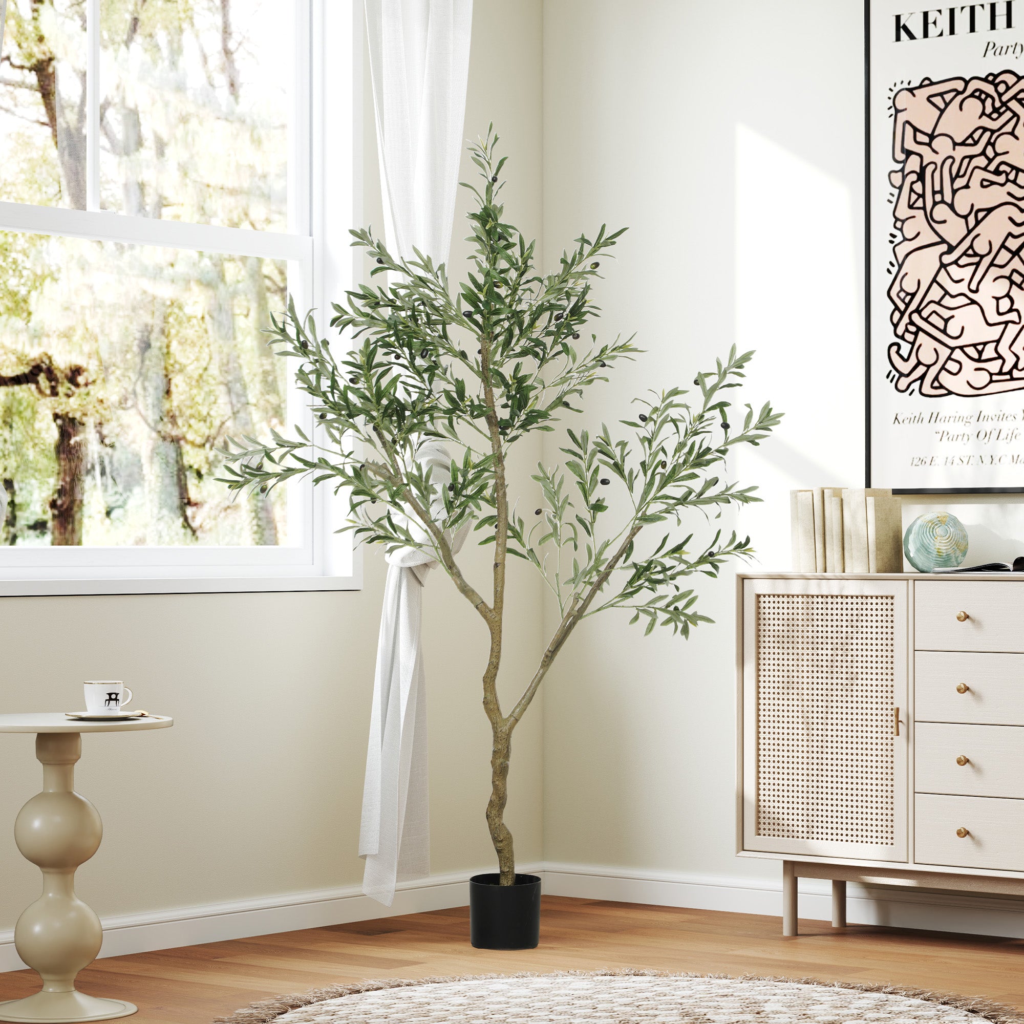 Large Artificial Olive Tree 180 cm Artificial Plant Artificial Plants Olive Tree in Pot, Artificial Tree like real with artificial grass, artificial moss for living room office bedroom garden