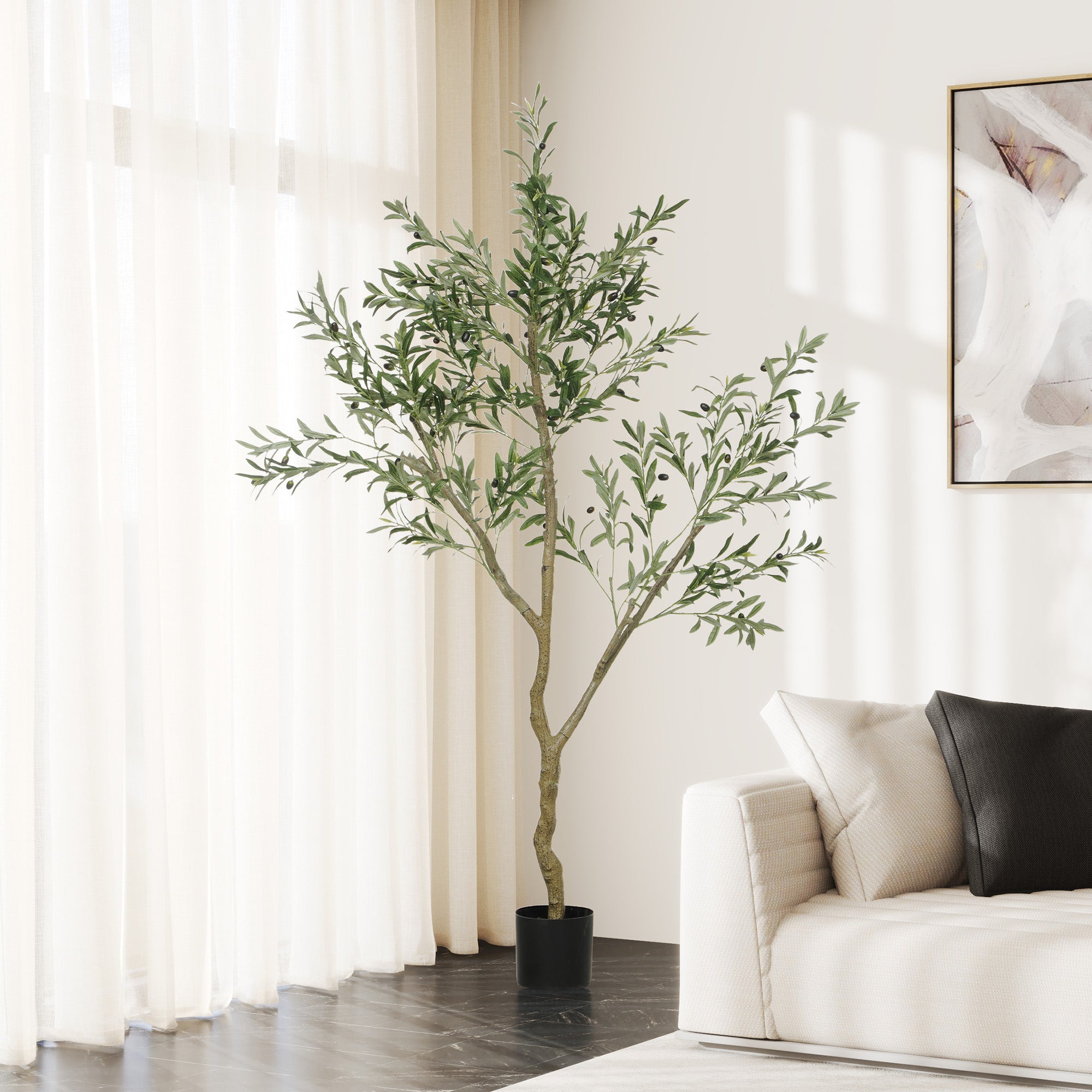 Large Artificial Olive Tree 180 cm Artificial Plant Artificial Plants Olive Tree in Pot, Artificial Tree like real with artificial grass, artificial moss for living room office bedroom garden