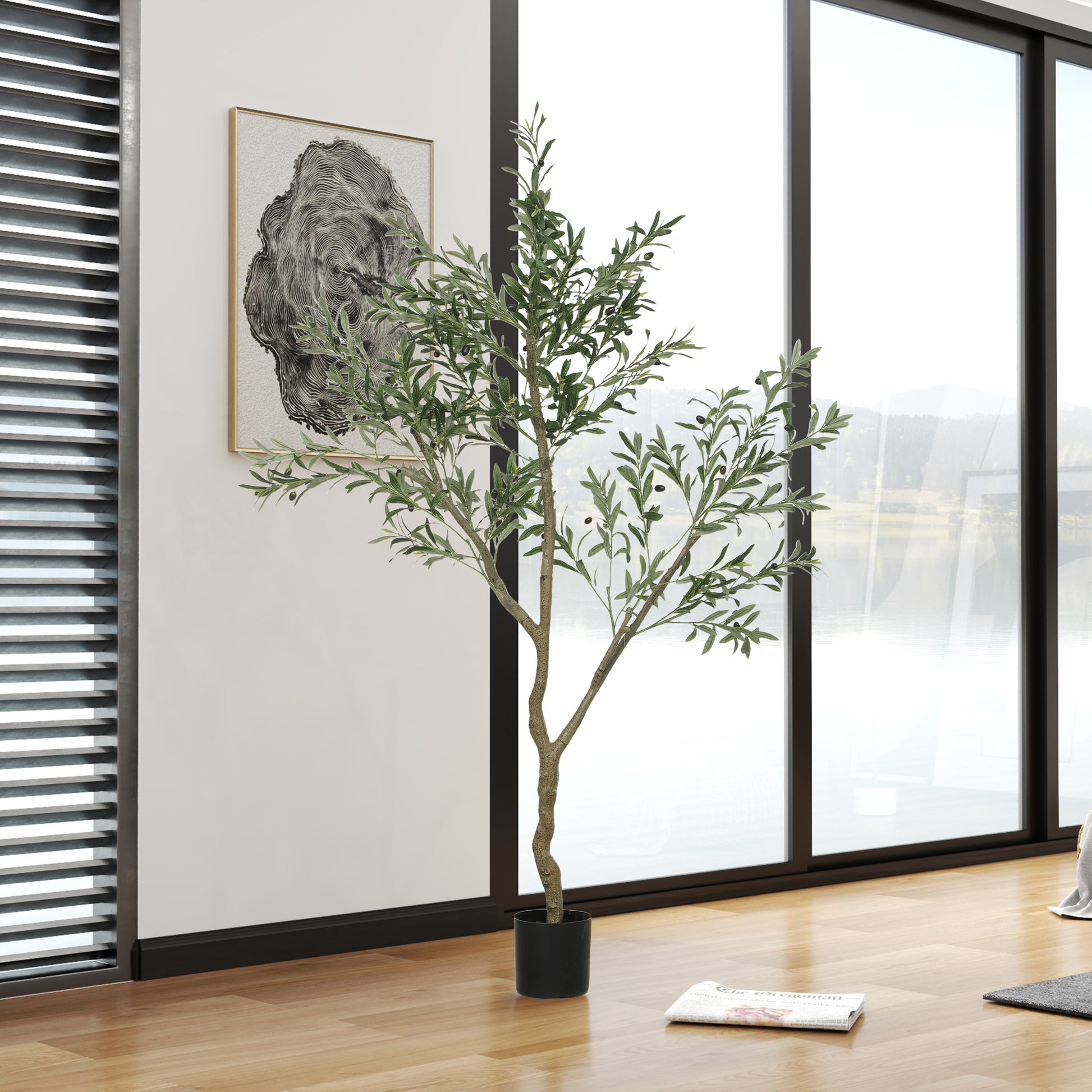 Large Artificial Olive Tree 180 cm Artificial Plant Artificial Plants Olive Tree in Pot, Artificial Tree like real with artificial grass, artificial moss for living room office bedroom garden