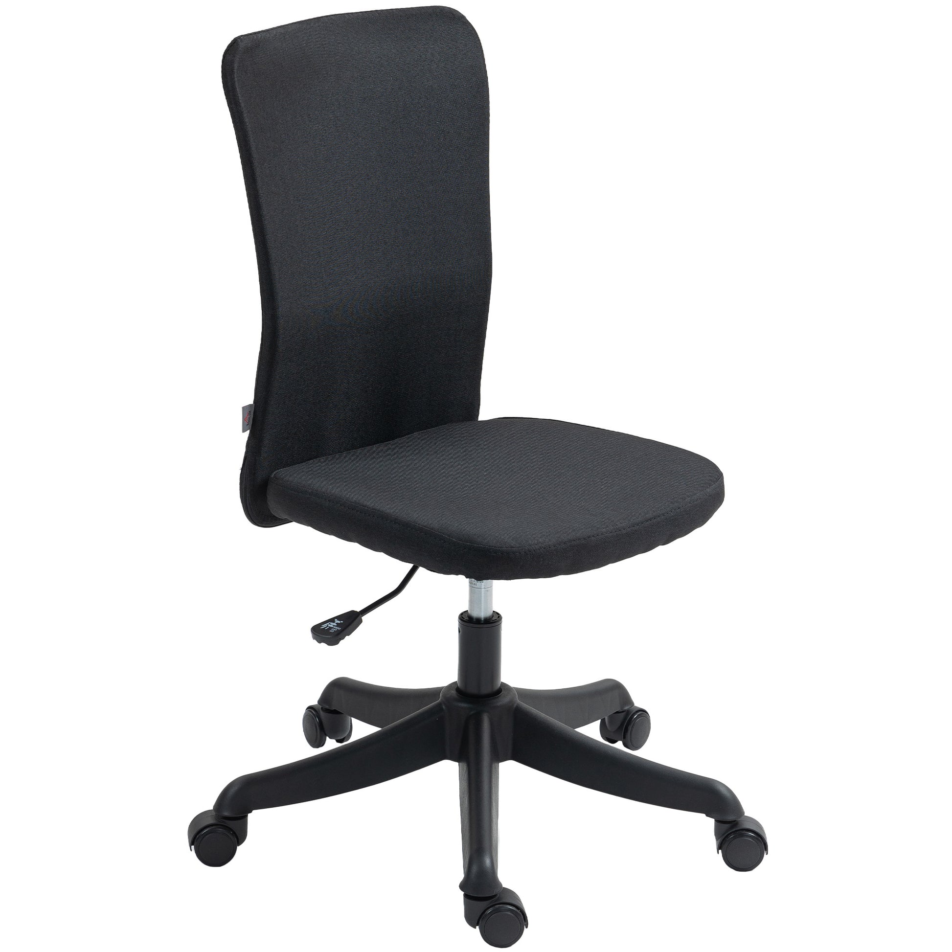 Armless Office Chair Swivel Desk Chair Upholstered in Synthetic Linen with Adjustable Height for Study Bedroom Vanity Load 120 kg Black