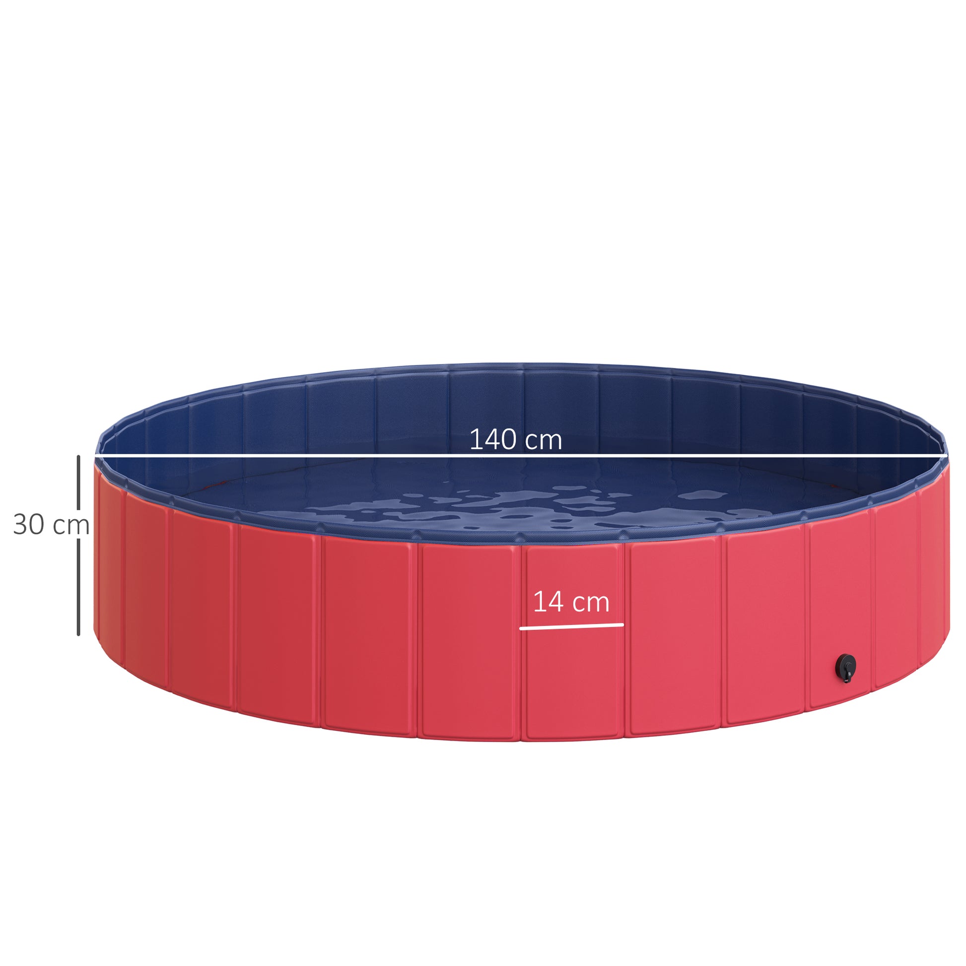 Dog Bath Tub Foldable Bathtub Dog Pool Splash Pool Swimming Pool Water Basin for Dogs and Cats Swim Pool Plastic+Wood Red Ø140 x H30 cm