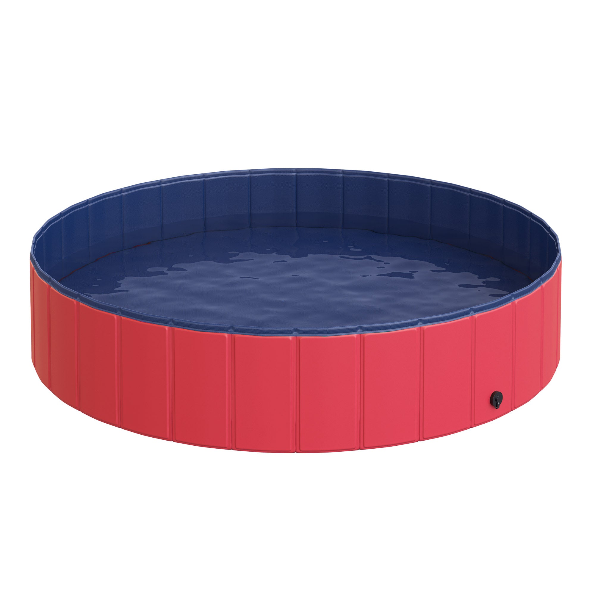 Dog Bath Tub Foldable Bathtub Dog Pool Splash Pool Swimming Pool Water Basin for Dogs and Cats Swim Pool Plastic+Wood Red Ø140 x H30 cm