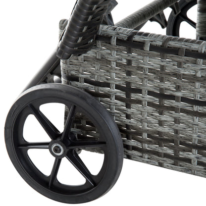 Sun Lounger Garden Lounger Table 3-Piece Set Garden Furniture, Polyrattan+Metal Grey