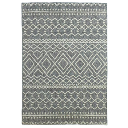 Flatweave Rug Washable Anti-Slip Kitchen Rug with Boho Design for Patio Balcony Living Room & Kitchen, 200 x 140 cm, Gray