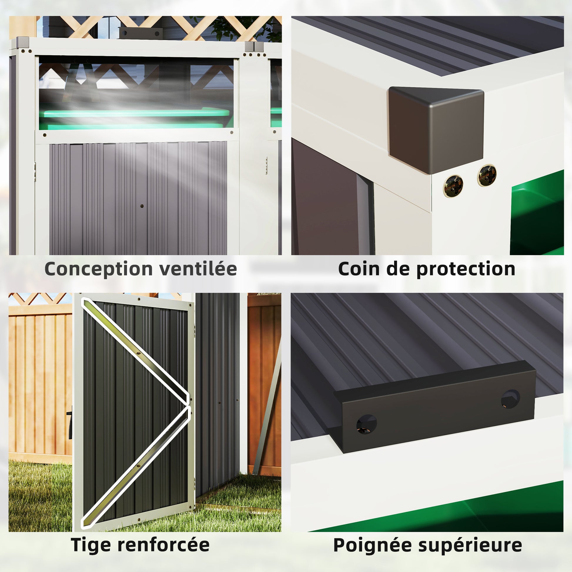 Outdoor Trash Can Cover for 2 Bins 240L, Outdoor Trash Can Cover, Doors with Handles, 180° Lift-Up Lids, Galvanized Steel, 146 x 81 x 122 cm, Dark Gray