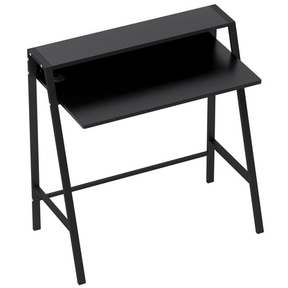 Desk, Computer Desk with Shelf and Cable Management, Modern Desk with Metal Frame for Study, Bedroom, Home Office, 84 x 45 x 85 cm, Black