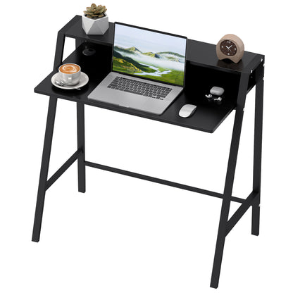 Desk, Computer Desk with Shelf and Cable Management, Modern Desk with Metal Frame for Study, Bedroom, Home Office, 84 x 45 x 85 cm, Black