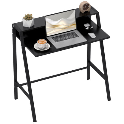 Desk, Computer Desk with Shelf and Cable Management, Modern Desk with Metal Frame for Study, Bedroom, Home Office, 84 x 45 x 85 cm, Black