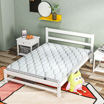 Wooden Bed Frame 195x141 cm Double Bed Frame for 135x190 cm Mattress (not included) 300 kg Load White