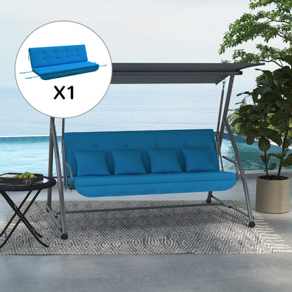 Cushion Set for Hollywood Swing 170 cm Seat Cushion Swing Cushion Garden Swing Garden Cushion Back Cushion Side Cushion Blue