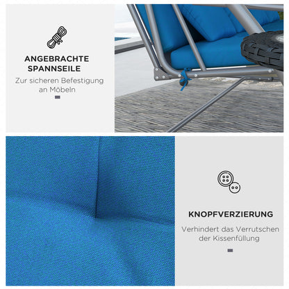 Cushion Set for Hollywood Swing 170 cm Seat Cushion Swing Cushion Garden Swing Garden Cushion Back Cushion Side Cushion Blue