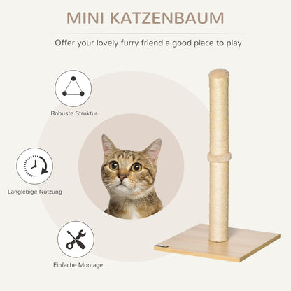 Scratching Post for Cats Scratching Column made of Sisal stable Scratching Tree Scratch Toy Cat with Ball 60 cm Chipboard Sisal Beige+Oak 34 x 34 x 60 cm