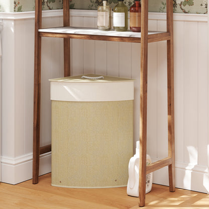 Bamboo Laundry Hamper 55 L – Triangle Corner Design with Removable Washable Liner, Lid & Handle, 35 x 35 x 60 cm (13.8 x 13.8 x 23.6 in), Natural
