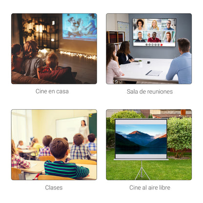 Manual Projector Screen with Stand 100 Inches Portable Projection Screen 4:3 Format for Indoor and Outdoor Home Cinema Patio 203x152 cm White