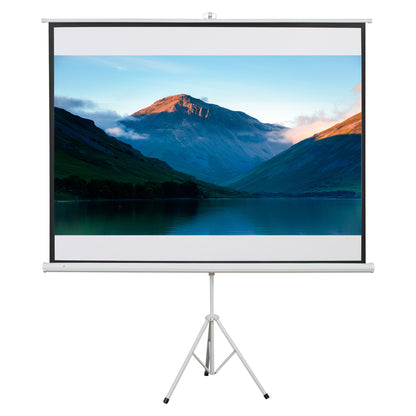 Manual Projector Screen with Stand 100 Inches Portable Projection Screen 4:3 Format for Indoor and Outdoor Home Cinema Patio 203x152 cm White
