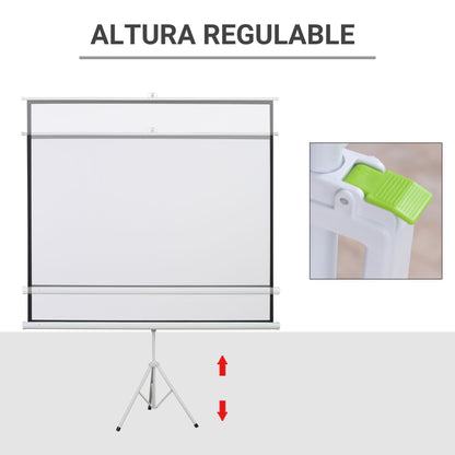 Manual Projector Screen with Stand 100 Inches Portable Projection Screen 4:3 Format for Indoor and Outdoor Home Cinema Patio 203x152 cm White