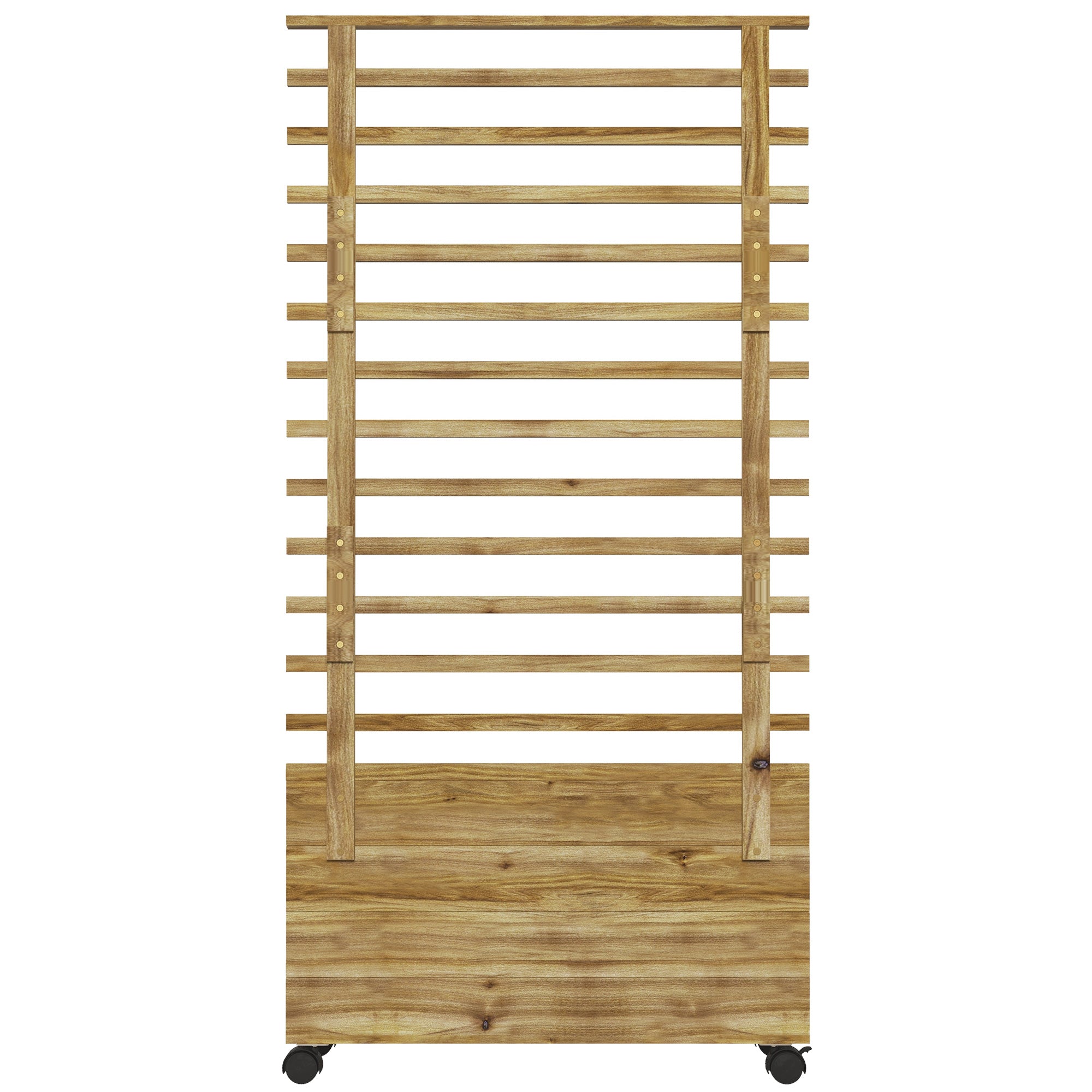 Raised Bed Planter with Trellis, Wheels, Wooden Planter Box, Garden Trellis 76x30x155cm for Garden Balcony Terrace, Planter for Climbing Plants Basket Plants, Flowers