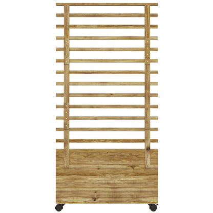 Raised Bed Planter with Trellis, Wheels, Wooden Planter Box, Garden Trellis 76x30x155cm for Garden Balcony Terrace, Planter for Climbing Plants Basket Plants, Flowers