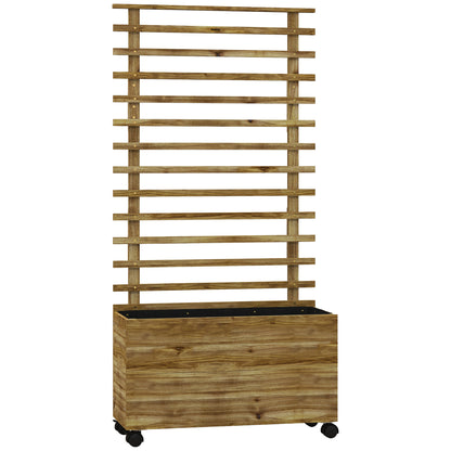 Raised Bed Planter with Trellis, Wheels, Wooden Planter Box, Garden Trellis 76x30x155cm for Garden Balcony Terrace, Planter for Climbing Plants Basket Plants, Flowers