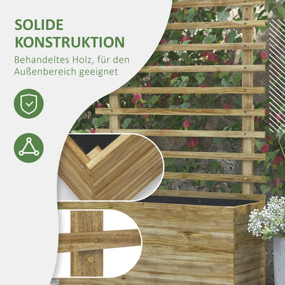 Raised Bed Planter with Trellis, Wheels, Wooden Planter Box, Garden Trellis 76x30x155cm for Garden Balcony Terrace, Planter for Climbing Plants Basket Plants, Flowers