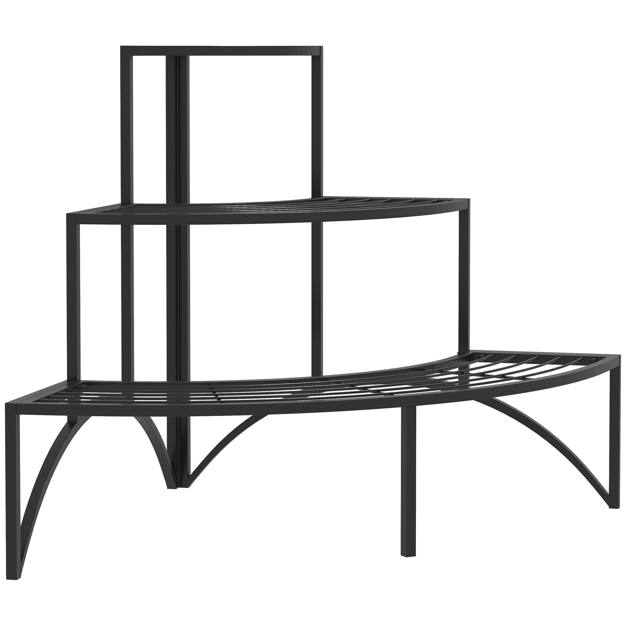 3-Tier Plant Stand, Flower Stand for Indoor Outdoor, Metal Plant Shelf, Multi-tier Flower Rack, 60 cm tall Flower Staircase for Living Room, Garden Balcony Decor, Black