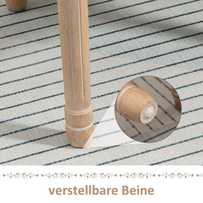 Dining Chairs Set of 2 Kitchen Chair with Rattan Backrest, Linen Look, Upholstered Chair in French Style, for Living Room, Dining Room, Cream White + Natural