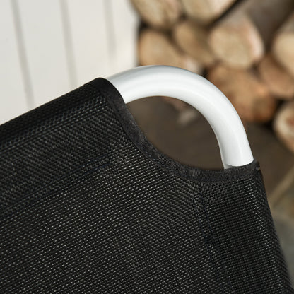 Reclining Chair Sun Lounger Foldable Beach Lounger 4-Position Garden Lounger Mesh Fabric Black 186 x 66 x 80 cm