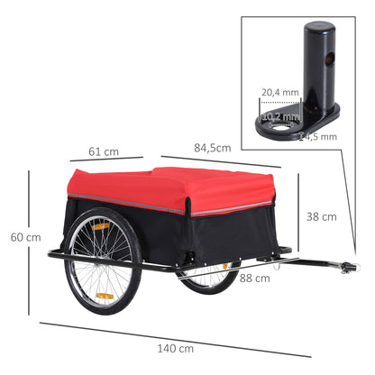 Folding Bike Trailer Cargo Trailer with Coupling, Transport Cart up to 40 kg Load Capacity, Transport Trailer Trailer for Bicycle Handcart 140 x 88 x 60 cm
