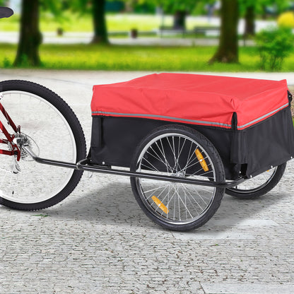 Folding Bike Trailer Cargo Trailer with Coupling, Transport Cart up to 40 kg Load Capacity, Transport Trailer Trailer for Bicycle Handcart 140 x 88 x 60 cm